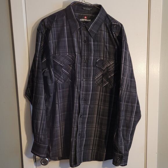 Vintage Airwalk Plaid Flannel Shirt Sz XL Button Front Skate Grunge Y2K 90s - Picture 1 of 8